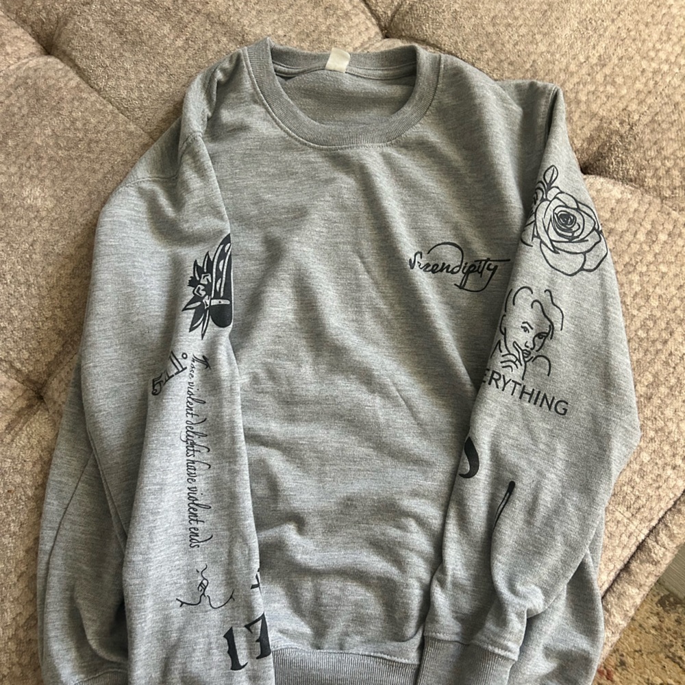 Halsey Tattoo Crew Neck Gray Pullover Sweatshirt